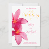 Invitation Fleurs Plumeria rose, Tropical, Mariage Floral (Devant)