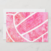 Invitation Fleurs plumes paislies volleyball rose (Dos)