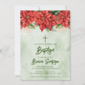 Invitation Fleurs Poinsettia de Noël Baptême floral (Devant)