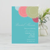 Invitation Fleurs pointillées - Teal, rose, vert, bleu (Debout devant)