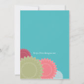 Invitation Fleurs pointillées - Teal, rose, vert, bleu (Dos)
