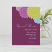 Invitation Fleurs pointillées - violet, vert, bleu (Debout devant)