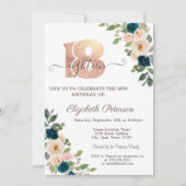 Invitation Fleurs Points Polka 18e Anniversaire (Devant)