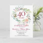 Invitation Fleurs pour fête surprise 40e anniversaire Photo (Debout devant)