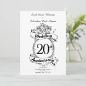 Invitation Fleurs pour le 20e anniversaire de mariage (Debout devant)