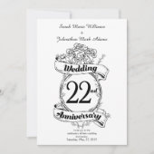 Invitation Fleurs pour les 22 ans d'anniversaire de mariage (Devant)