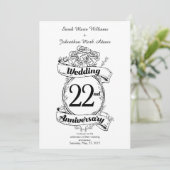 Invitation Fleurs pour les 22 ans d'anniversaire de mariage (Debout devant)