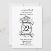 Invitation Fleurs pour les 22 ans de mariage (Dos)