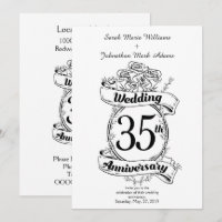 Fleurs pour les 35 ans de mariage noir et blanc