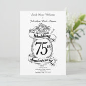 Invitation Fleurs pour les 75 ans de mariage (Debout devant)