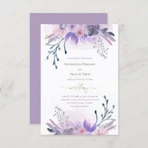 Invitation fleurs pourpres aquarelles   mariage marriage marr