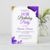 Invitation Fleurs pourpres Classy 90e anniversaire (Debout devant)