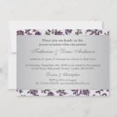 Invitation Fleurs pourpres Damas, 25e anniversaire de Mariage (Dos)