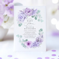 Fleurs pourpres Dusty Baby shower doux élégant