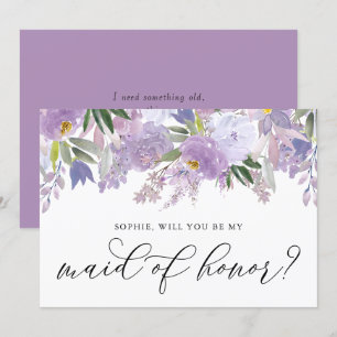 Invitation Fleurs pourpres et poussiéreuses Serez-vous ma ser