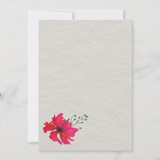 Invitation Fleurs pourpres et rouges avec le mariage d'herbe (Dos)