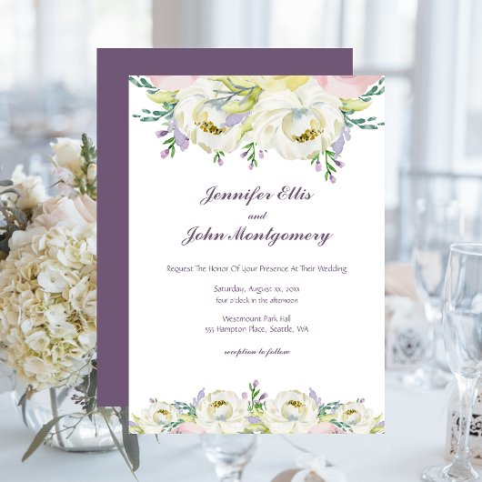 Invitation Fleurs pourpres mariages