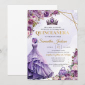 Invitation Fleurs pourpres printanières Robe Formelle Quincea (Devant / Derrière)