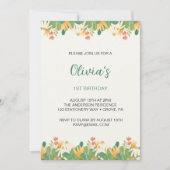Invitation Fleurs premier anniversaire (Devant)