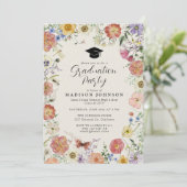 Invitation Fleurs Pressées Photo Fête de Graduation au lycée (Debout devant)