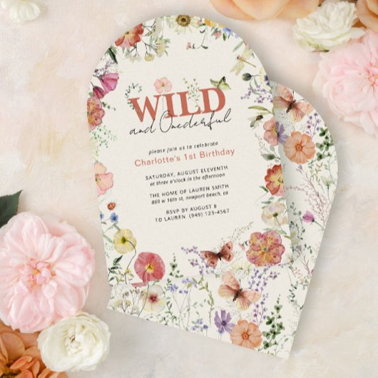 Invitation Fleurs Pressées Wild & Onederful 1er anniversaire