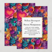 Invitation Fleurs printanières colorées Mariage (Devant / Derrière)