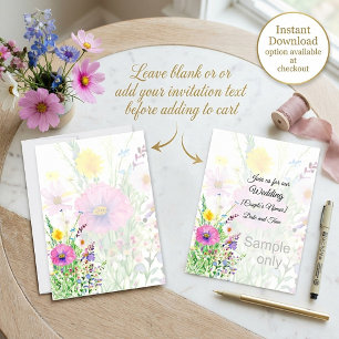 Invitation Fleurs printanières colorées vierge Mariage