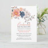Invitation Fleurs printanières Coral Navy Bridesmaids Luncheo (Debout devant)