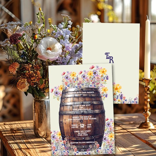 Invitation Fleurs printanières de tonneau de whisky en bois r