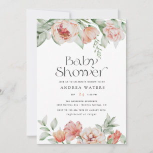 Invitation Fleurs printanières et verdure BABY SHOWER