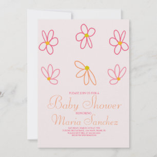 Invitation Fleurs printanières marguerites colorées Baby show