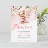 Invitation Fleurs printanières rousses de l'ours en peluche (Debout devant)