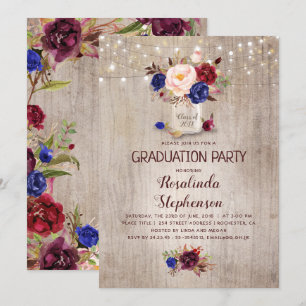 Invitation Fleurs radiantes Mason Jar Rustic Graduation Party