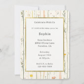 Invitation Fleurs rayées rose vert Anniversaire (Devant)