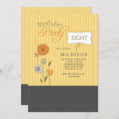 Invitation Fleurs Rayure Pin (Devant / Derrière)