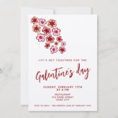 Invitation Fleurs Red Pink Amis Galentine`s Day Kraft (Devant)