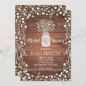 Invitation Fleurs respirantes pour bébé et bois élégant rusti (Devant / Derrière)