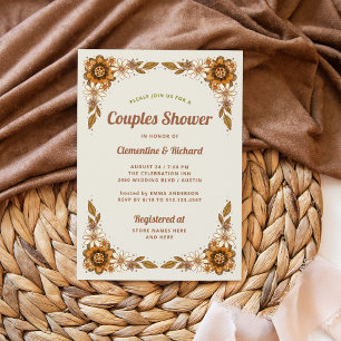 Invitation Fleurs rétro   Douche Couples