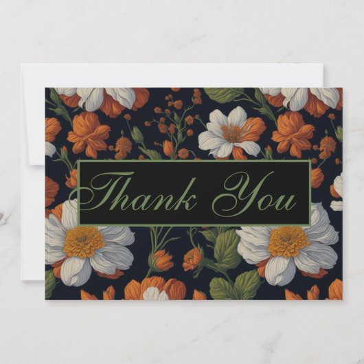 Invitation Fleurs rétro élégantes et élégantes de couleur ora (Devant)