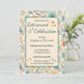 Invitation Fleurs rétro fête de la retraite (Debout devant)