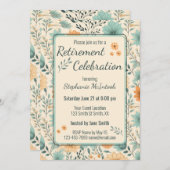 Invitation Fleurs rétro fête de la retraite (Devant / Derrière)