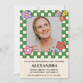 Invitation Fleurs Retro Photo Super 48e anniversaire (Devant)