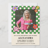 Invitation Fleurs Retro Photo Super 87e anniversaire (Devant)