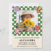 Invitation Fleurs Retro Photo Super 94e anniversaire (Devant)