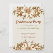 Invitation Fleurs rétro | QR Code 2024 Graduation Party (Devant)