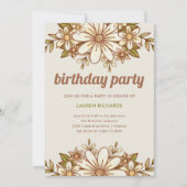 Invitation Fleurs rétro | QR Code fête d'anniversaire (Devant)