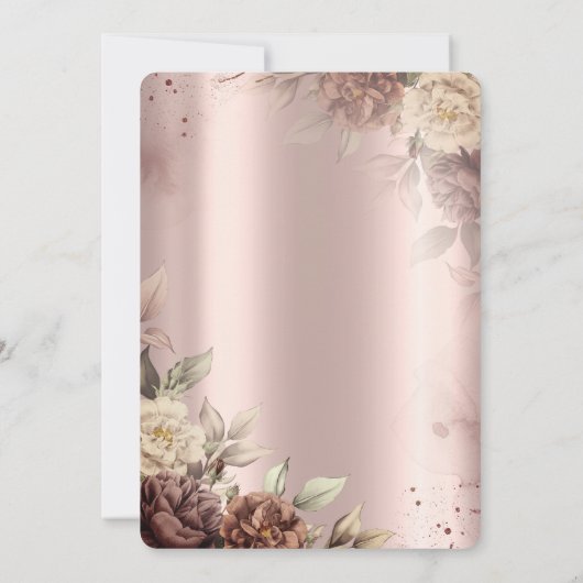 Invitation Fleurs rétro Rose Gold 60e anniversaire (Dos)