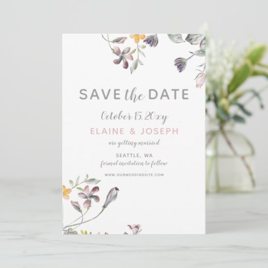 Invitation fleurs rêveuses mariage floral roux enregistrer la (Debout devant)