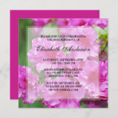 Invitation Fleurs Rhododendron rose 80e anniversaire (Devant / Derrière)