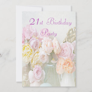 Invitation Fleurs Romantiques dans des Pots pour une Fête d'A